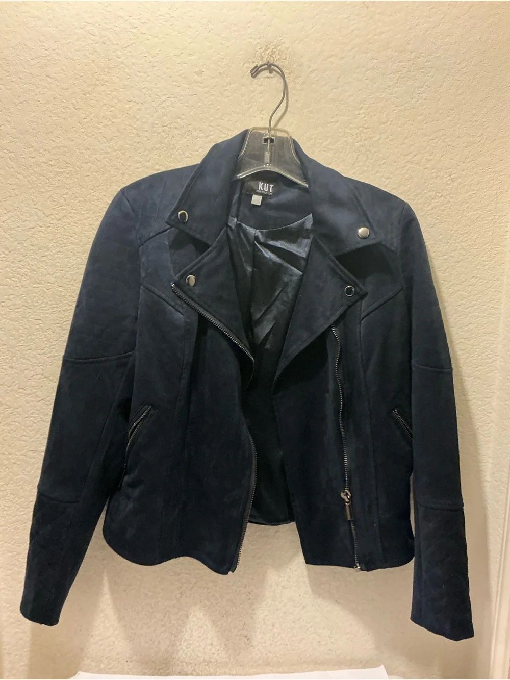 Kut from the Kloth Navy Suede Moto Jacket size S